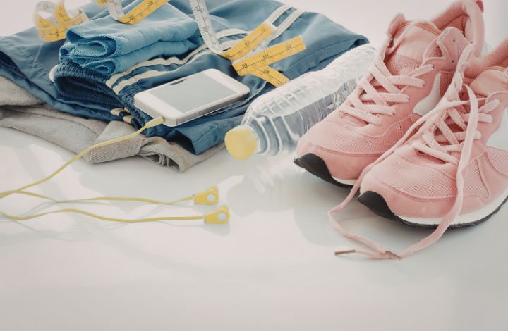 Clean and organized gym clothes and sports gear folded neatly