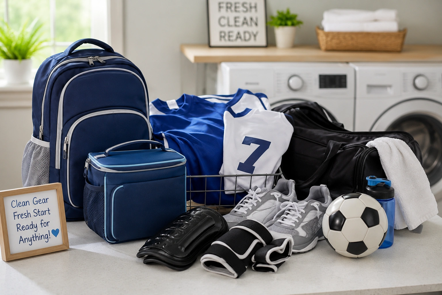 Clean backpacks, lunch bags, sports uniforms, and athletic gear after washing